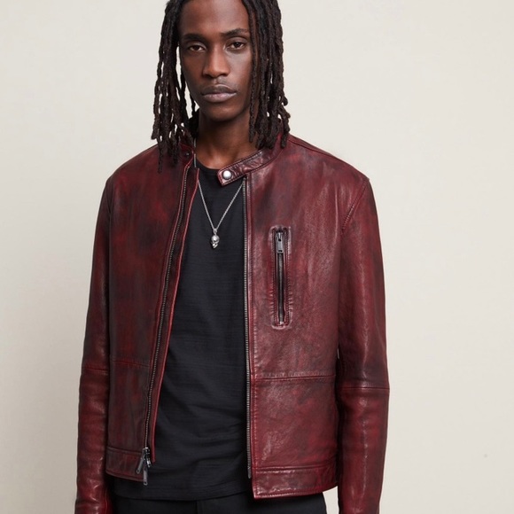 John Varvatos REYES SHEEPSKIN SLIM FIT RACER JACKET IN OXBLOOD. Medium. BNWT - Picture 12 of 14